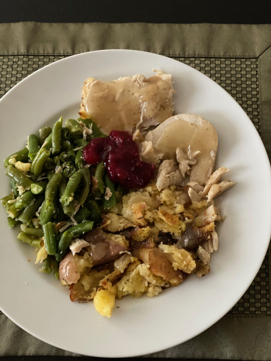 Customer photo review of Roasted Turkey, Smashed Potatoes, Green beans