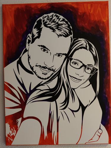 Customer photo review of Porträt auf Leinwand zum Selbermalen