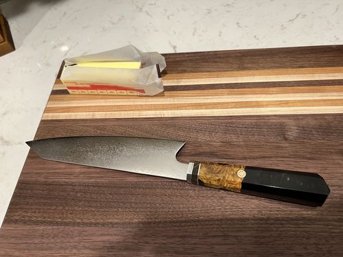 Customer photo review of "Raikiri" Damascus Steel Kiritsuke Chef Knife