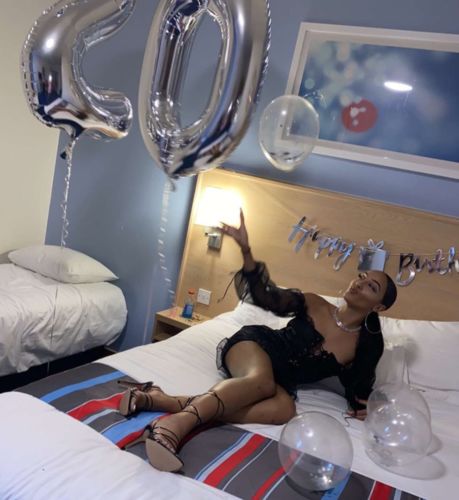 Customer photo review of Black Patchwork Elegant Lace-Up Off Shoulder Mini Dress