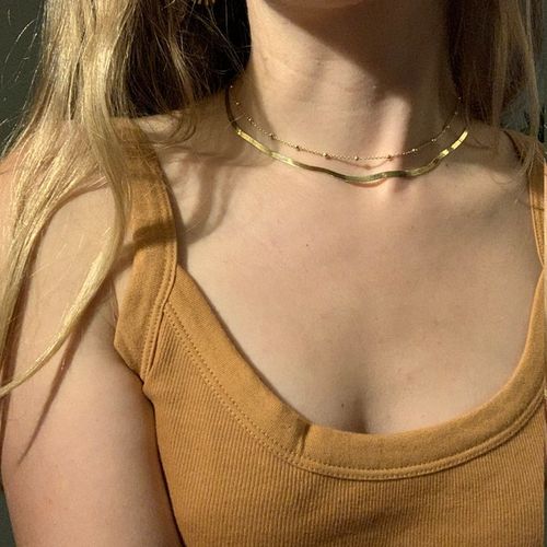 Customer photo review of 925 sterling silver gold vermeil snake flat chain necklace