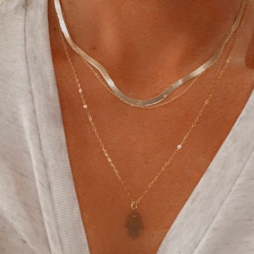 Customer photo review of 925 sterling silver gold vermeil snake flat chain necklace