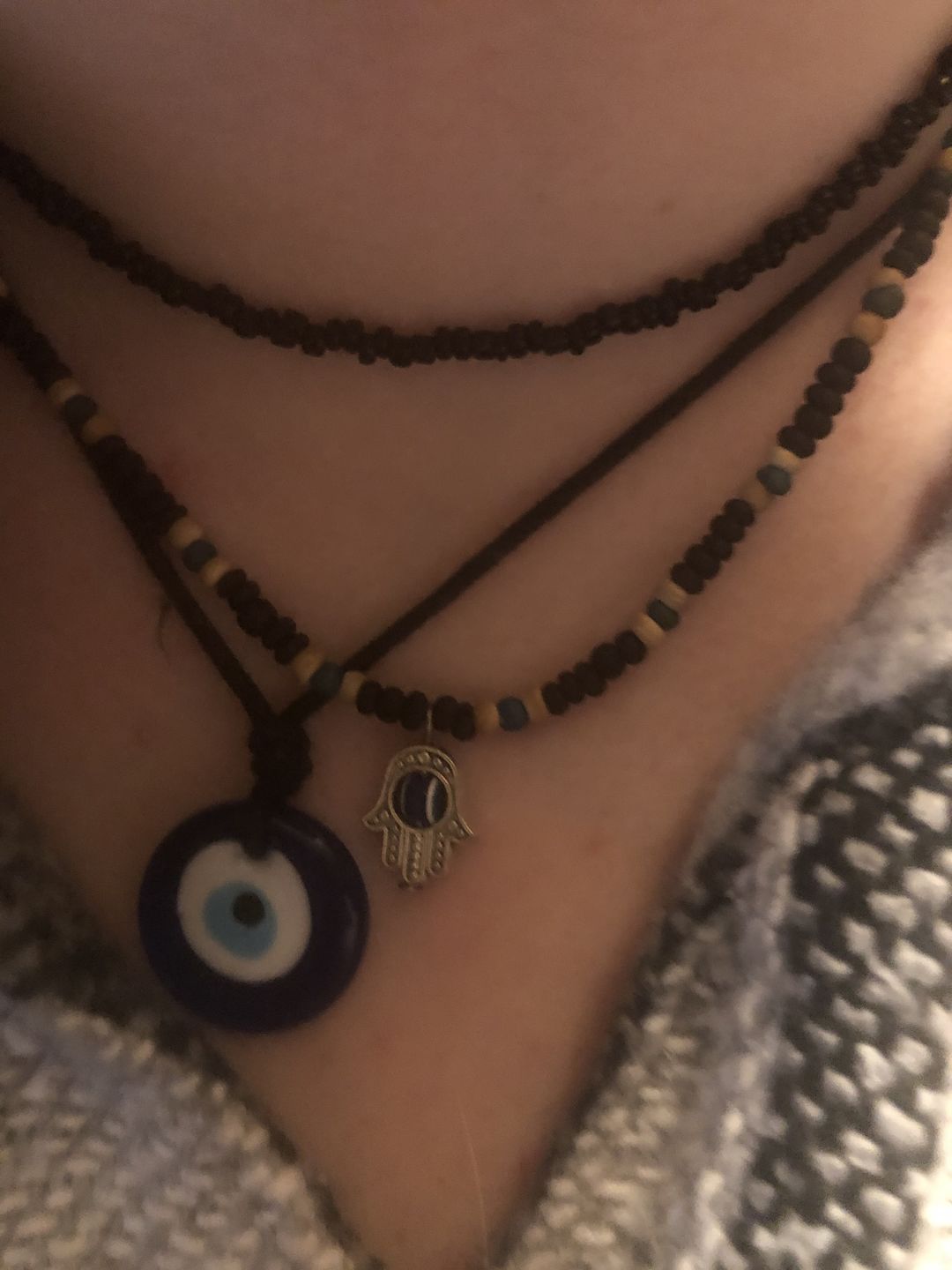 Customer photo review of Glass Evil Eye Good Luck and Protection Necklace