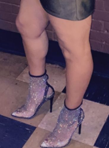 Customer photo review of Solid Color Pretty Cutout Rhinestones Boot Cuffs