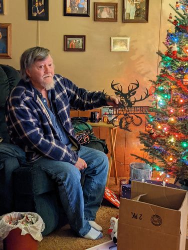 Customer photo review of Buck and Bass Monogram Sign - Personalized Hunting Metal Sign - Hunting and Fishing Decor