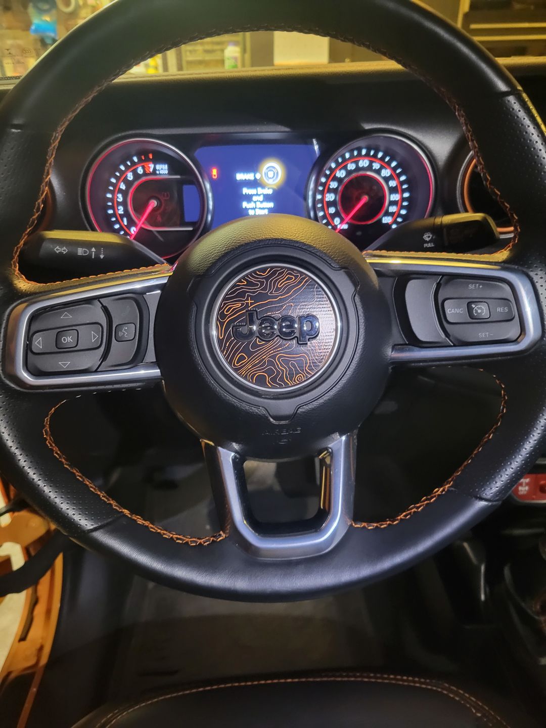 Customer photo review of Topographical Map Print Steering Wheel Decal for Jeep