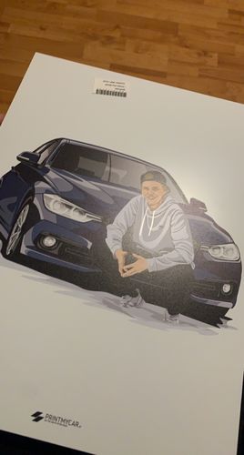 Customer photo review of Dein von Hand gezeichnetes Fahrzeug als Metall Poster