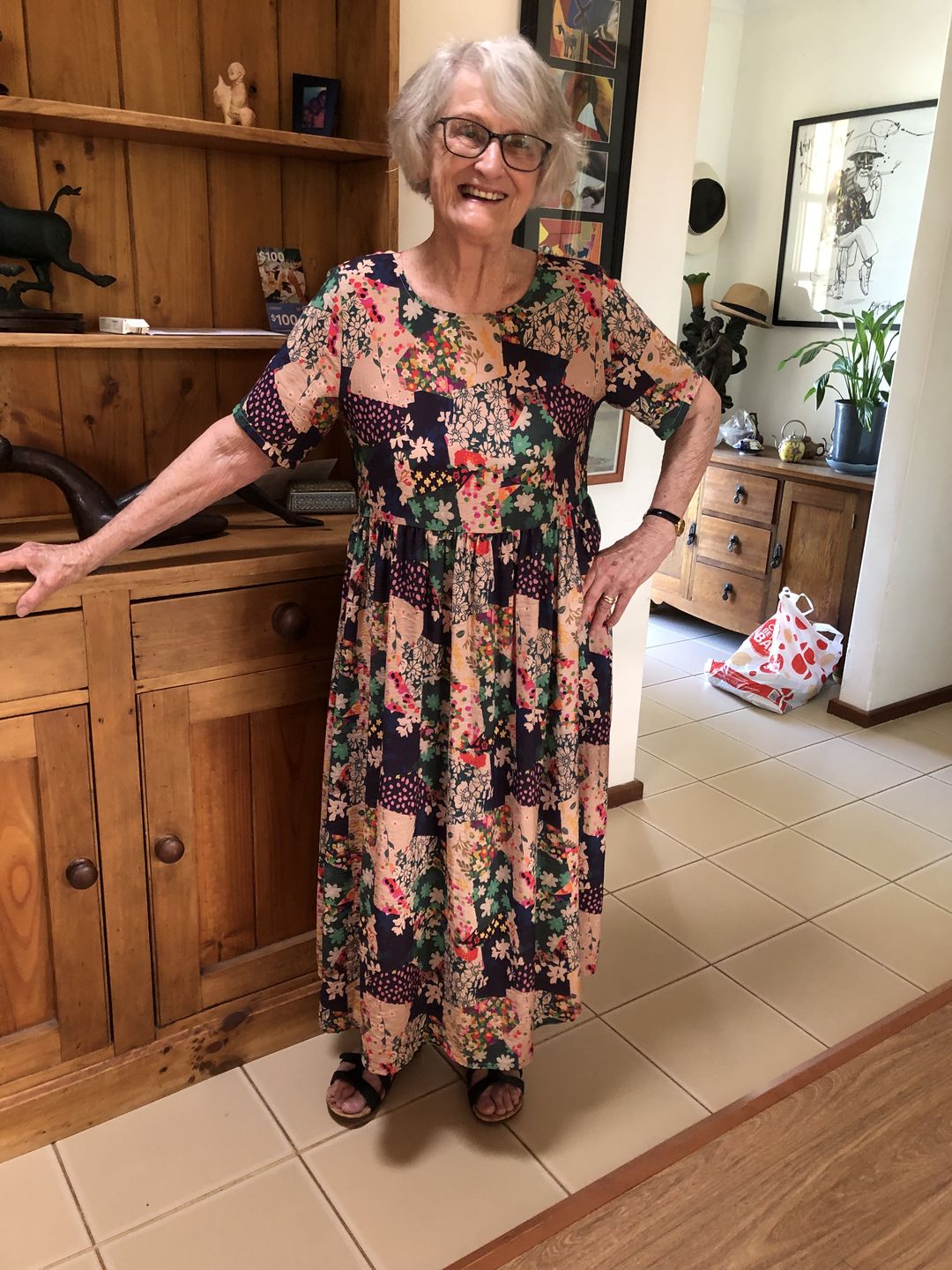 Customer photo review of Plus Size - Floral Prints Short Sleeve Summer Loose Dress