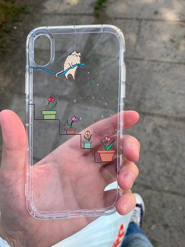 Customer photo review of Cute Cat Painting iPhone Case