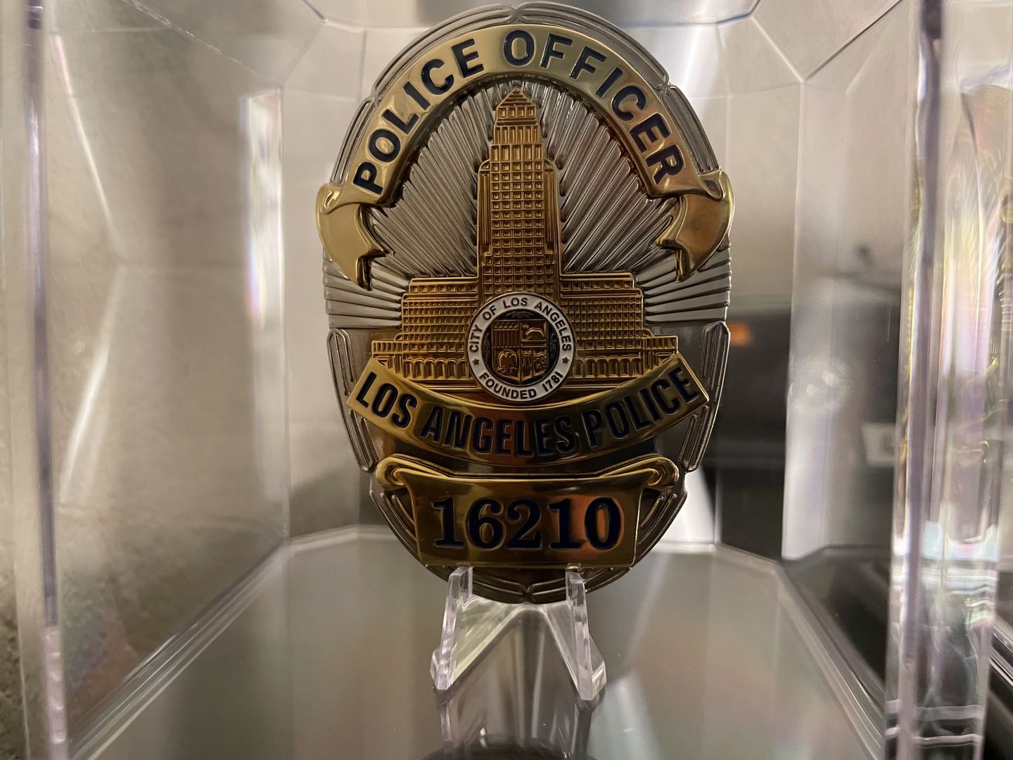 Customer photo review of LAPD Los Angeles Police Officer Badge Solid Copper Replica Movie Props With Number 16210