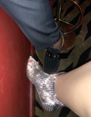 Customer photo review of Solid Color Pretty Cutout Rhinestones Boot Cuffs