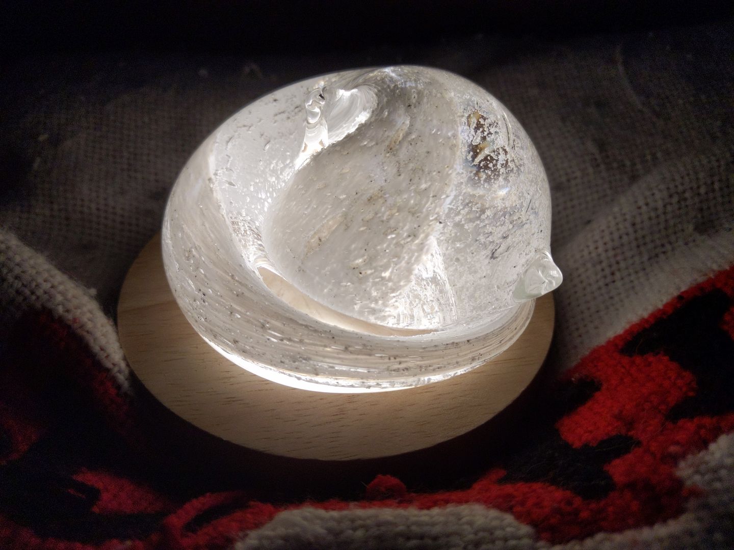 Customer photo review of Half-tone Sleeping Glass Cat with Infused Cremation Ashes