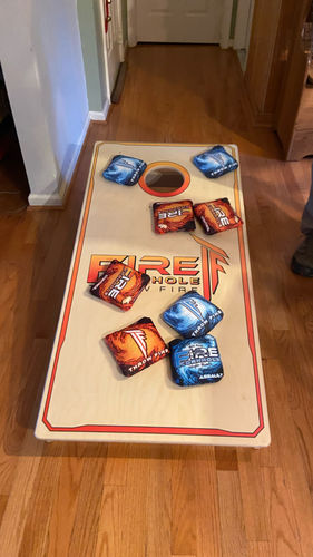 Customer photo review of Fire Cornhole Board Series I