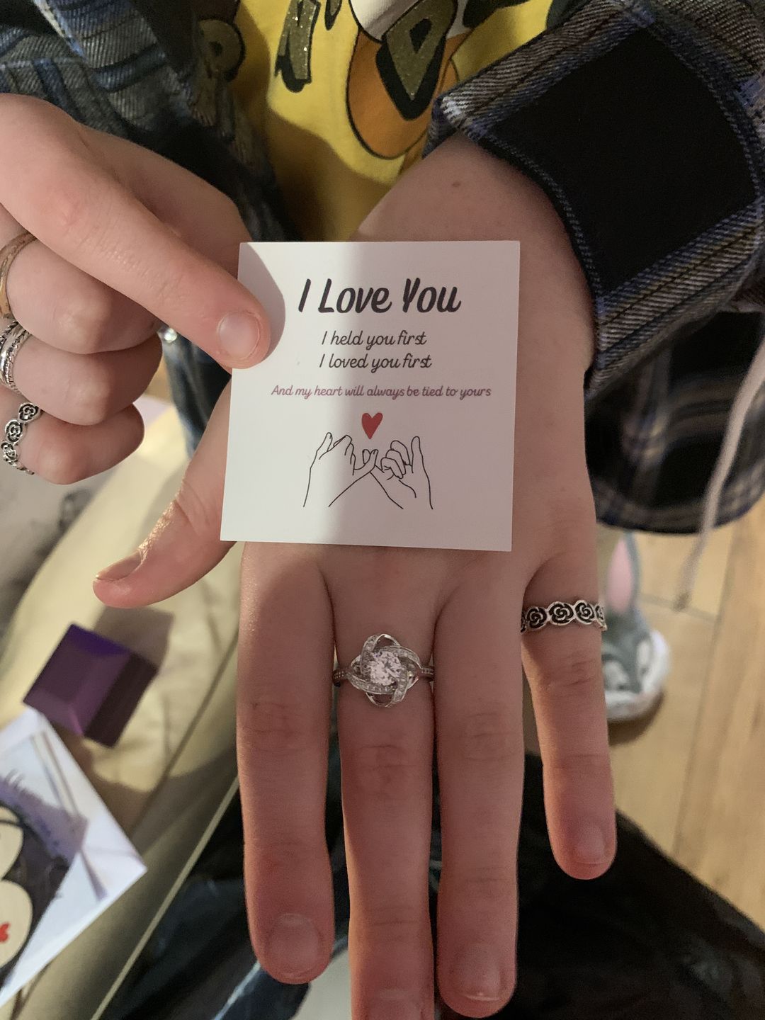 Customer photo review of Daughter | I Held You First | Love Knot Ring