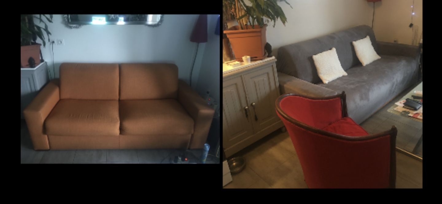 Customer photo review of Gris clair - Housses en velours Extensibles de Fauteuil et Canapé