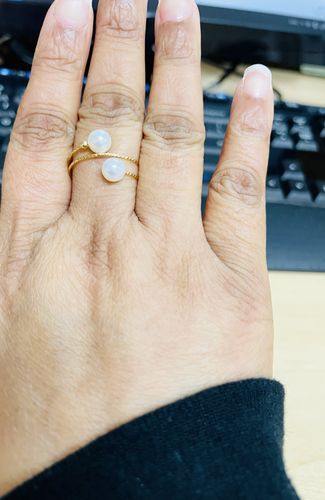 Customer photo review of Double wrap peal ring 14K Yellow Gold