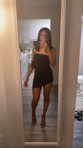 Customer photo review of Frame Aslant Dress In Black