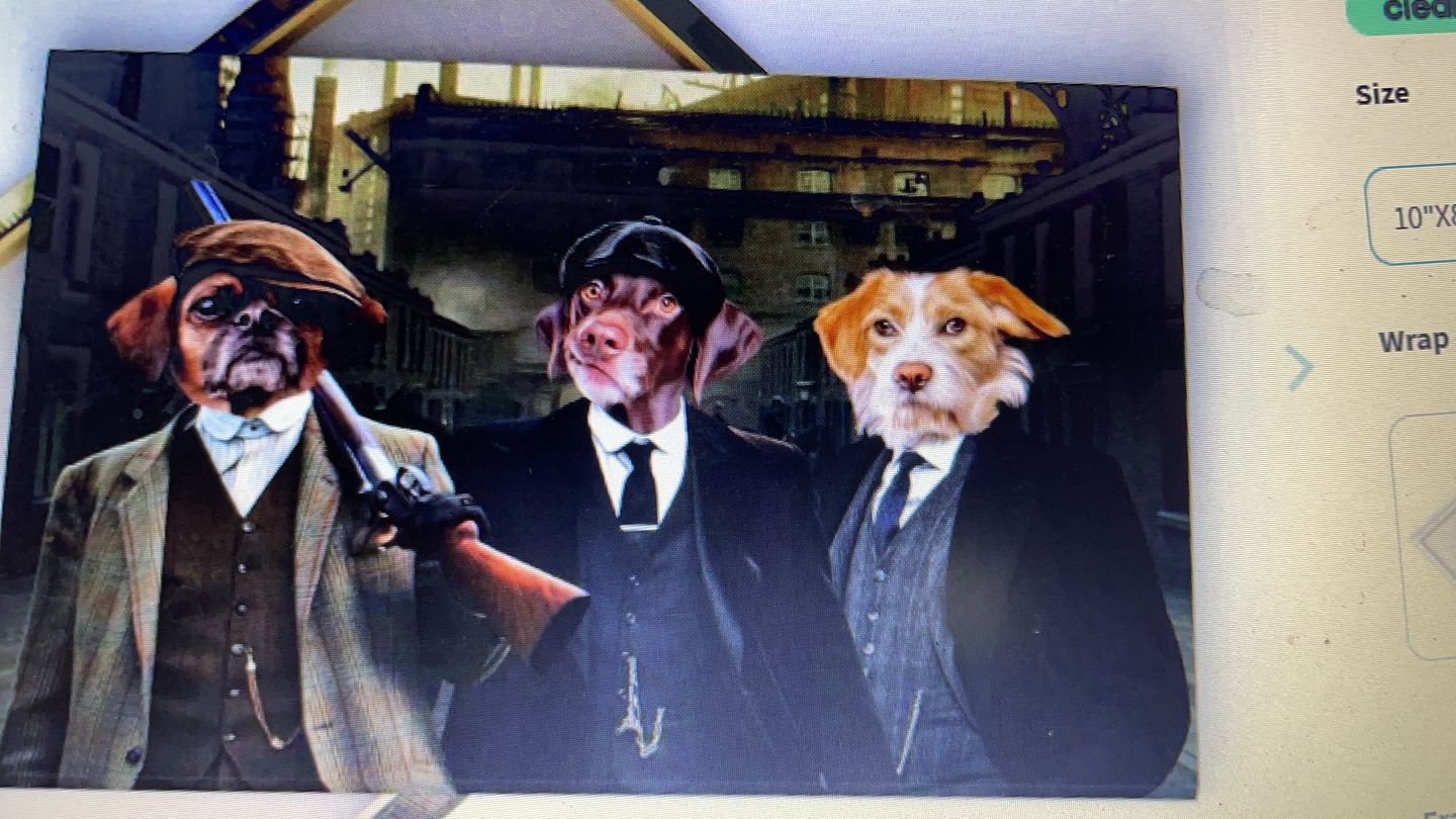 Customer photo review of The 3 Brothers (Peaky Blinders Inspired): Custom Pet Canvas