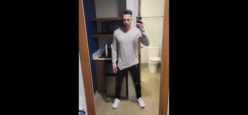 Customer photo review of Size Up Silvery Longline Casual Shirt
