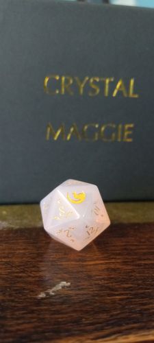 Customer photo review of Pink Opalite Dice Set DnD Dice Set Antler Moon Motif Rabbit Dice