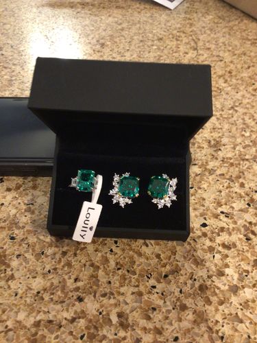Customer photo review of Louily Gorgeous Flower Design Paraiba Tourmaline Women's Stud Earrings In Sterling Silver