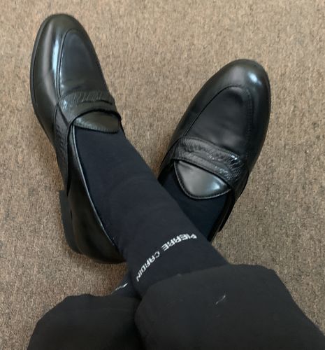 Customer photo review of Belgian Loafer With Penny - Black Pebble Grain Leather (Phyton Embossed Strap)