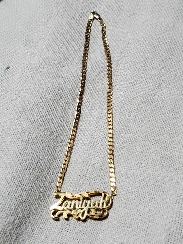 Customer photo review of Kids Double Plated Name Necklace with Cuban Chain