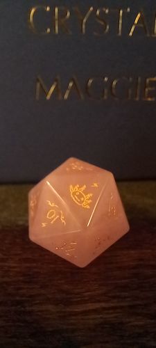 Customer photo review of Rose Quartz DnD Dice Set Axolotl F*ck Dice