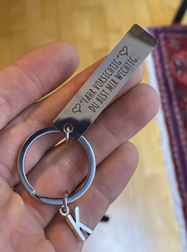 Customer photo review of Fahr Vorsichtig - Schlüsselanhänger mit Initial