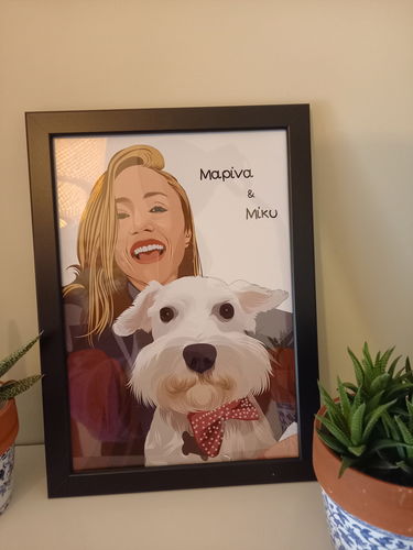 Customer photo review of Πορτραίτο Δικό Σας μαζί με το Κατοικίδιο σας  - Πόστερ με κάδρο