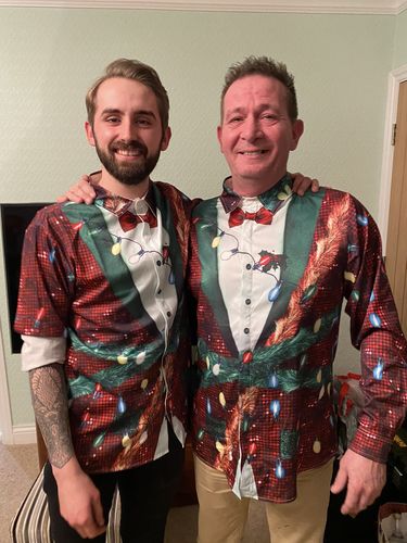 Customer photo review of Men's Christmas Print Regular Fit Long Sleeve Shirt