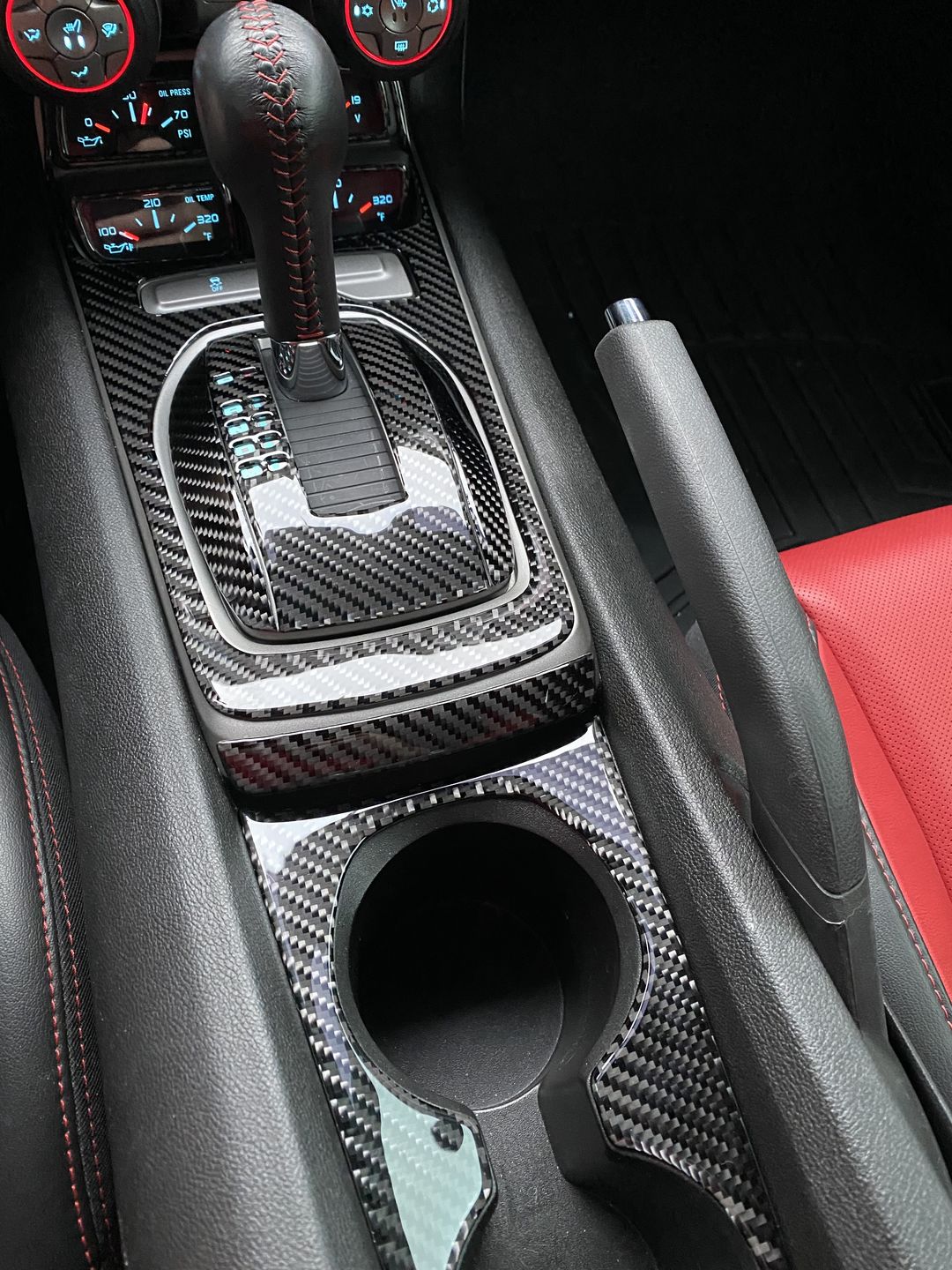Customer photo review of Carbon Fiber Center Console Overlay for  Chevrolet Camaro 2010-2015
