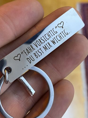 Customer photo review of Fahr Vorsichtig - Schlüsselanhänger mit Initial