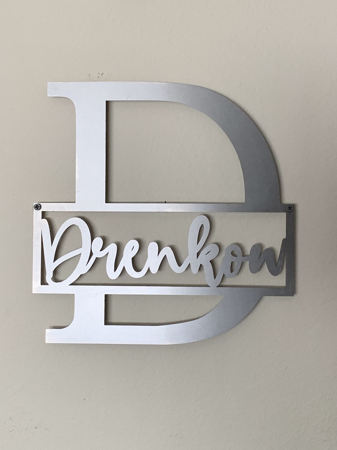 Customer photo review of Script Letter Monogram - 2 Sizes
