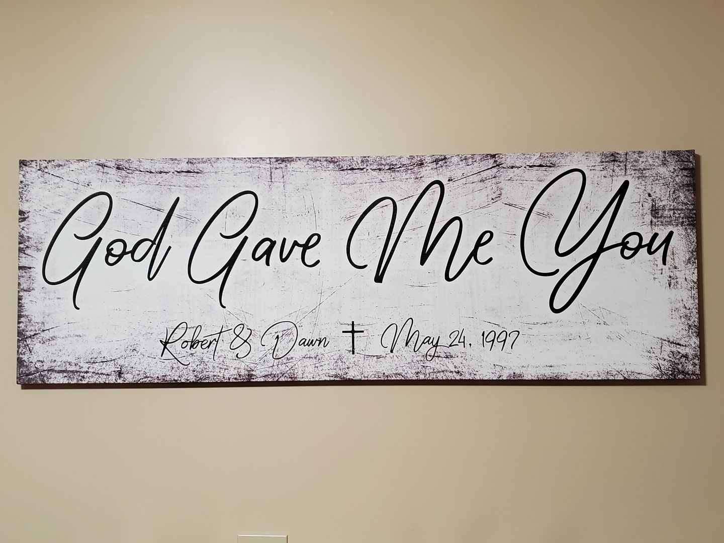 Customer photo review of Personalized "God Gave Me You" Premium Panoramic Canvas
