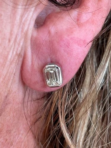 Customer photo review of 0.25-2.00 CT Emerald Cut Natural Diamonds - Stud Earrings