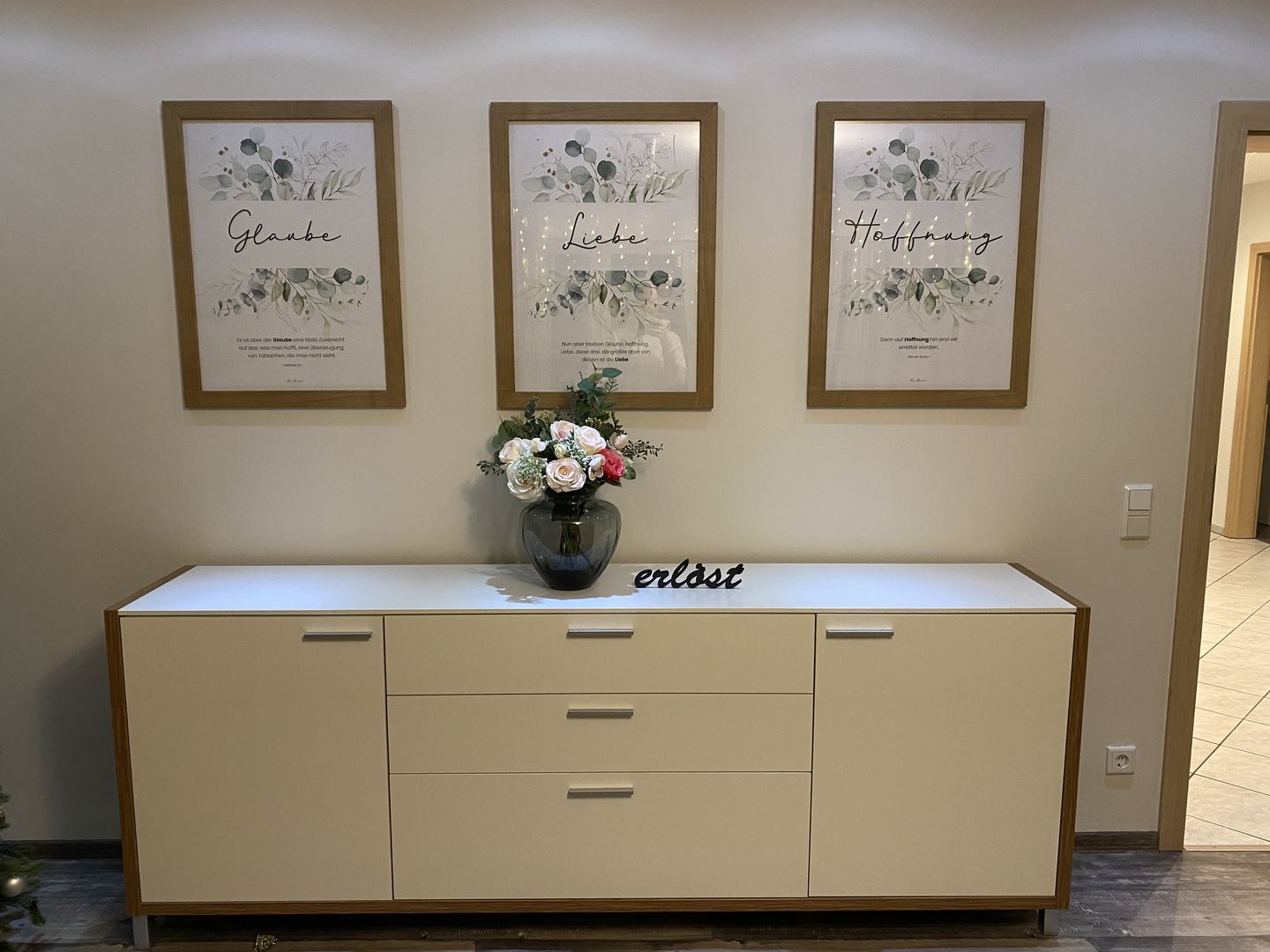Customer photo review of Poster "Glaube Hoffnung Liebe" · 3er Set · Pflanzen Grün · A3 / A4 · Bibelvers Deutsch