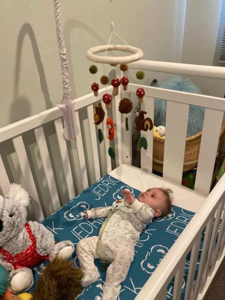 Customer photo review of Nursery Cot Mobile - Woodland Animals