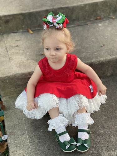 Customer photo review of [Hunter Green] Pipperdoodles Bow Shoes