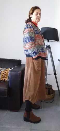 Customer photo review of Plus Size - Elastic Waist Calf Length Spring Corduroy Skirt