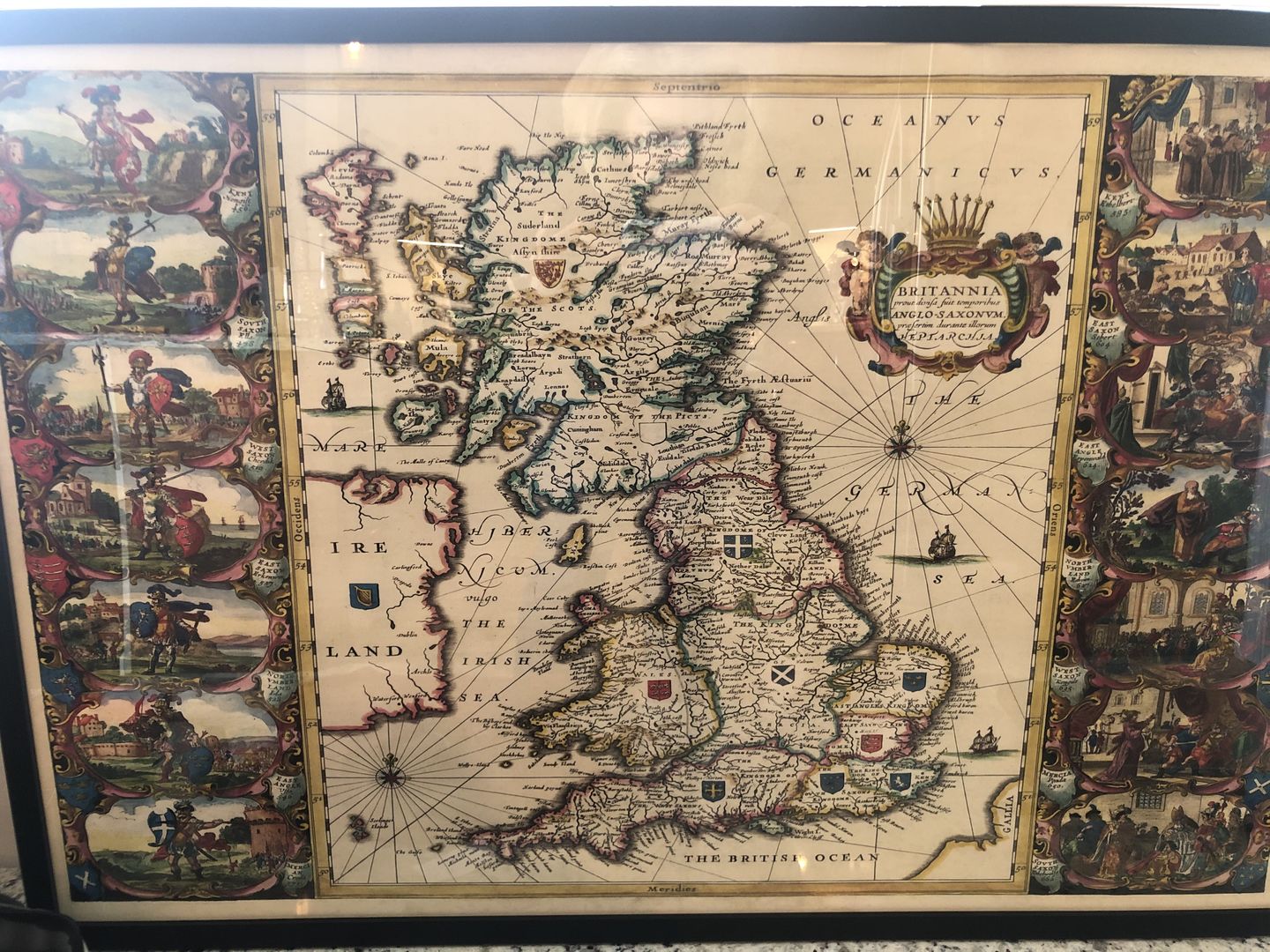 Customer photo review of Old Viking Map of Great Britain in 1645 by Jan Jansson - Anglo-Saxon Heptarchy In England, Scotland & Wales