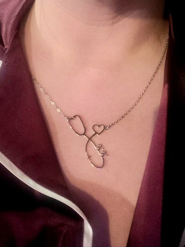 Customer photo review of Stethoscope Name Necklace EKG