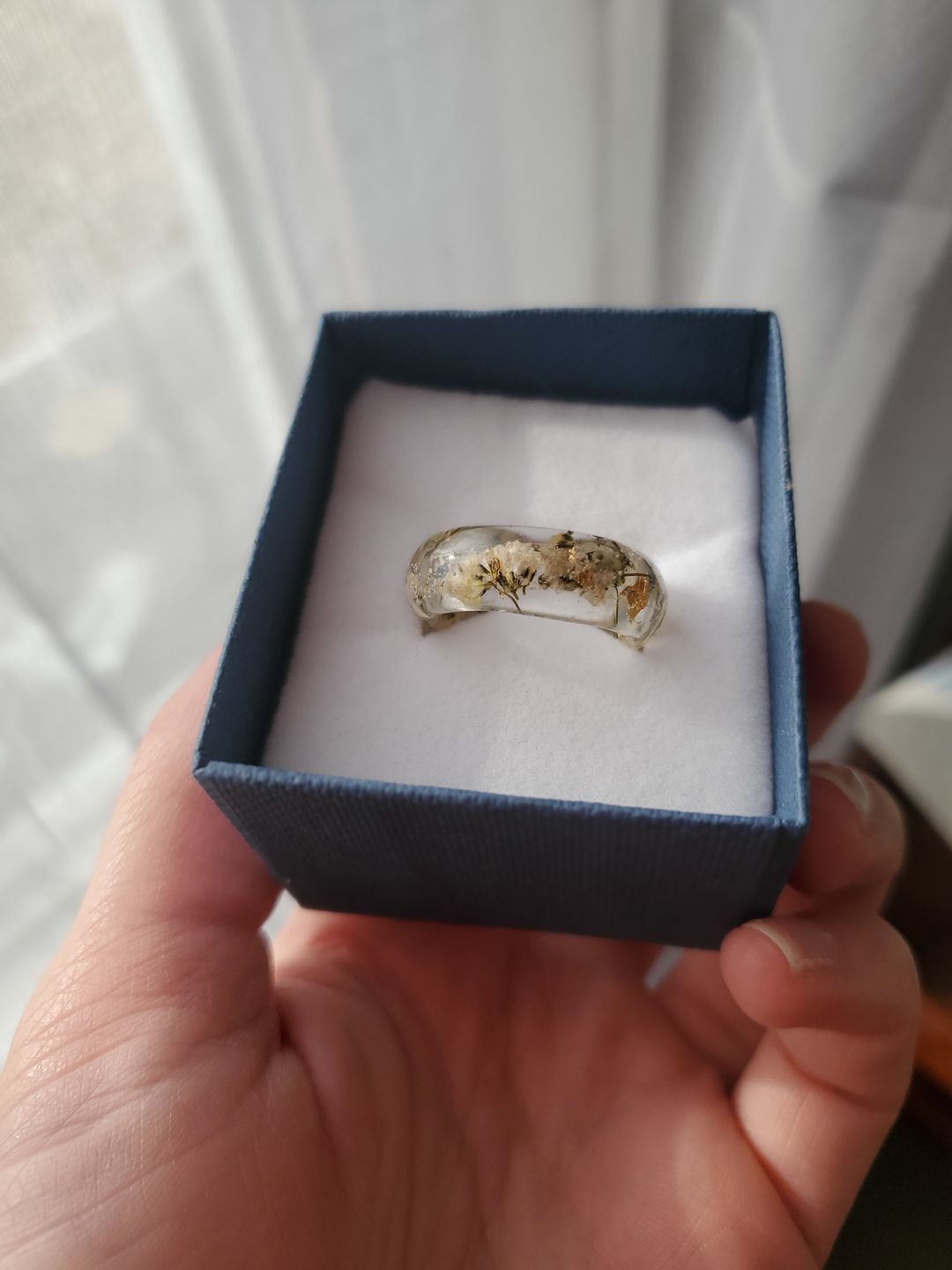 Customer photo review of Yellow Flower Ring with Cremains