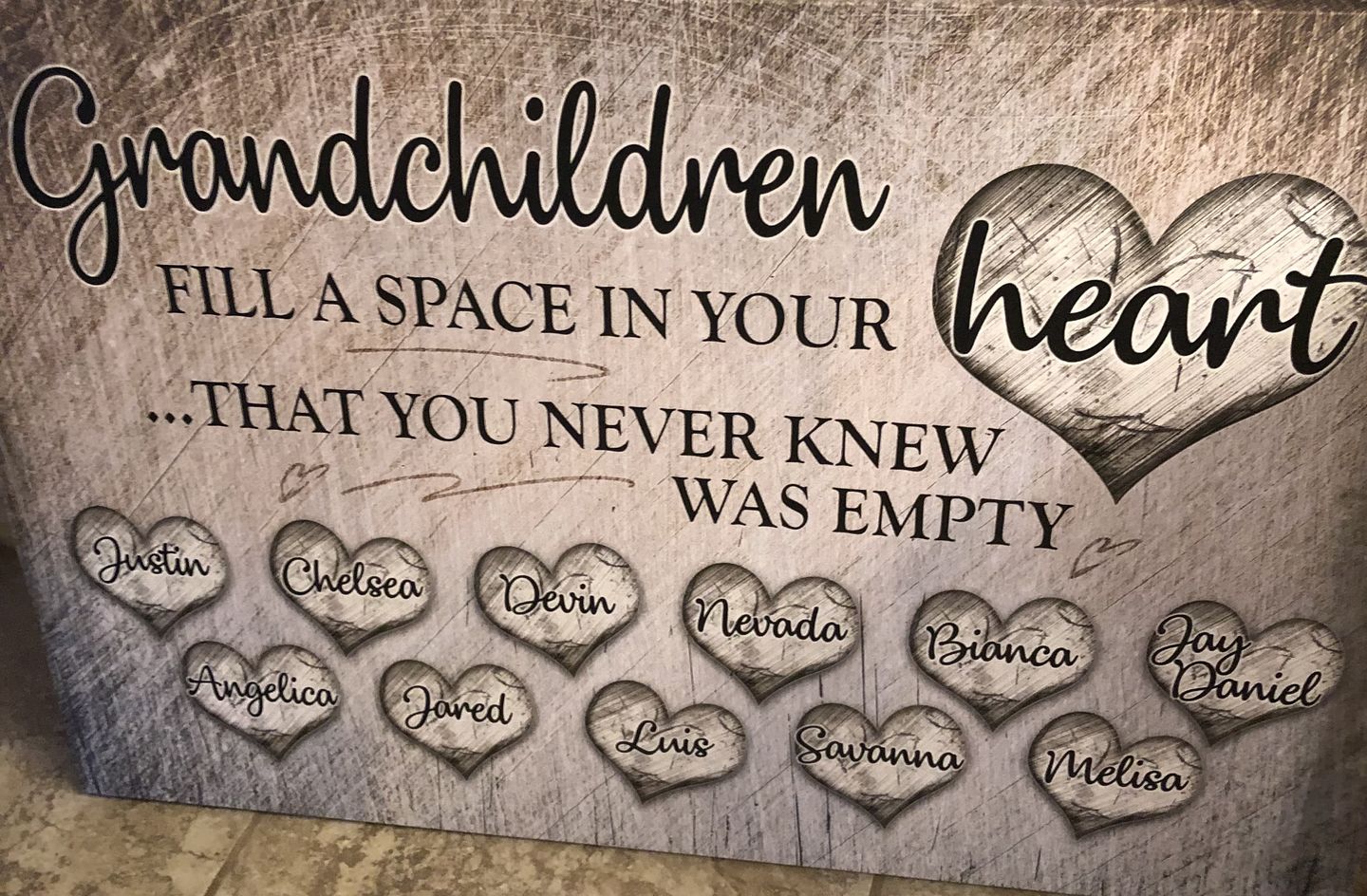 Customer photo review of Personalized "Grandchildren Fill A Space In Your Heart" Premium Canvas