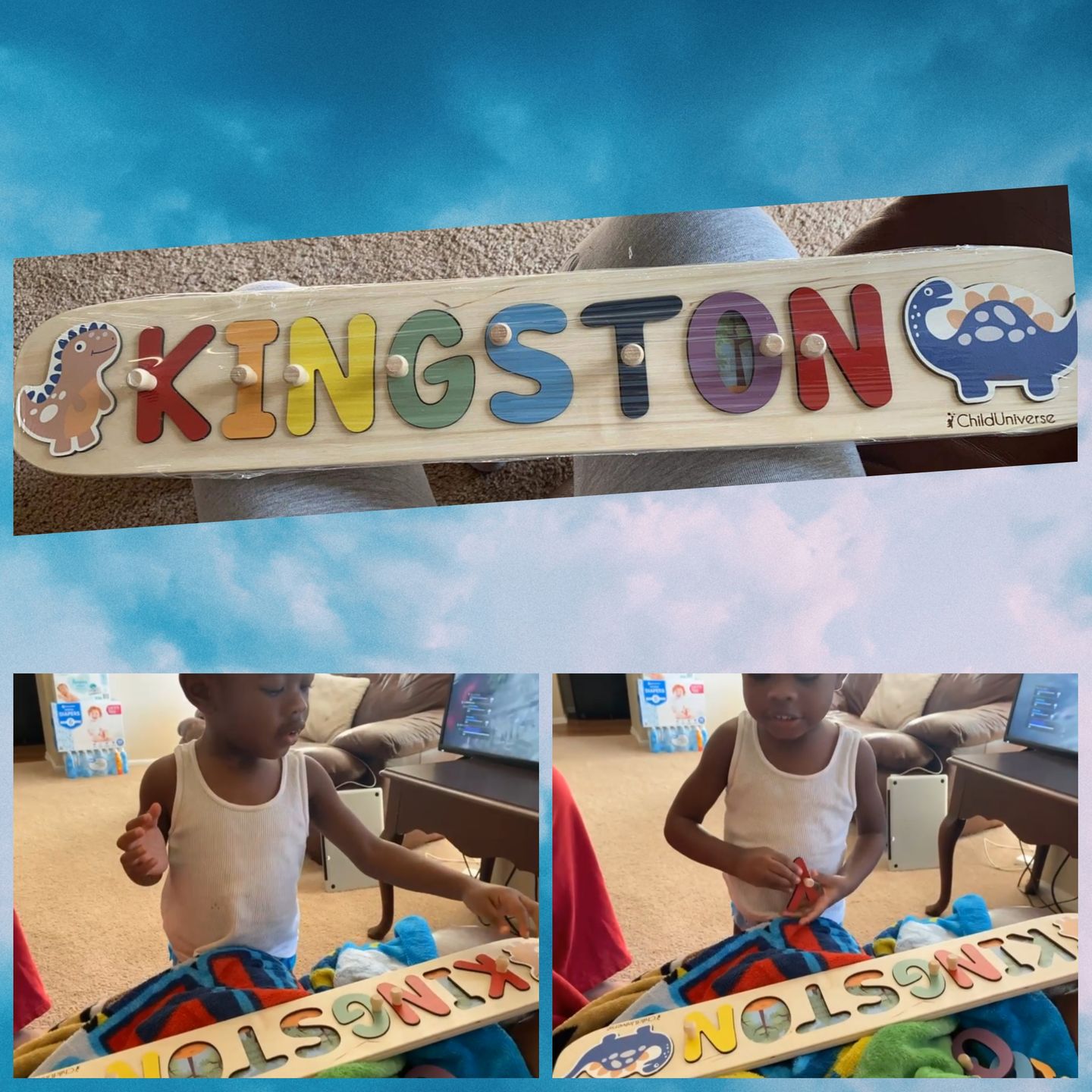 Customer photo review of Boy Dinosaur Name Puzzle