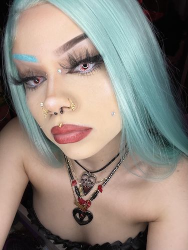 Customer photo review of EYEVOS Bloodstains Colored Contact Lenses