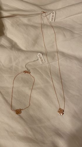 Customer photo review of Four Leaf Clover Necklace 14k Solid Gold Mini Pendant