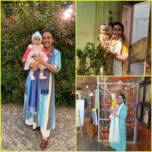 Customer photo review of Cool Blue Stripes Dress