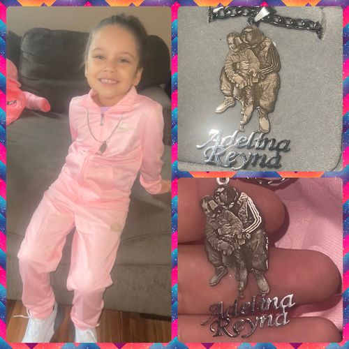 Customer photo review of Lovers Charm™ 18K Custom Engraved Necklace