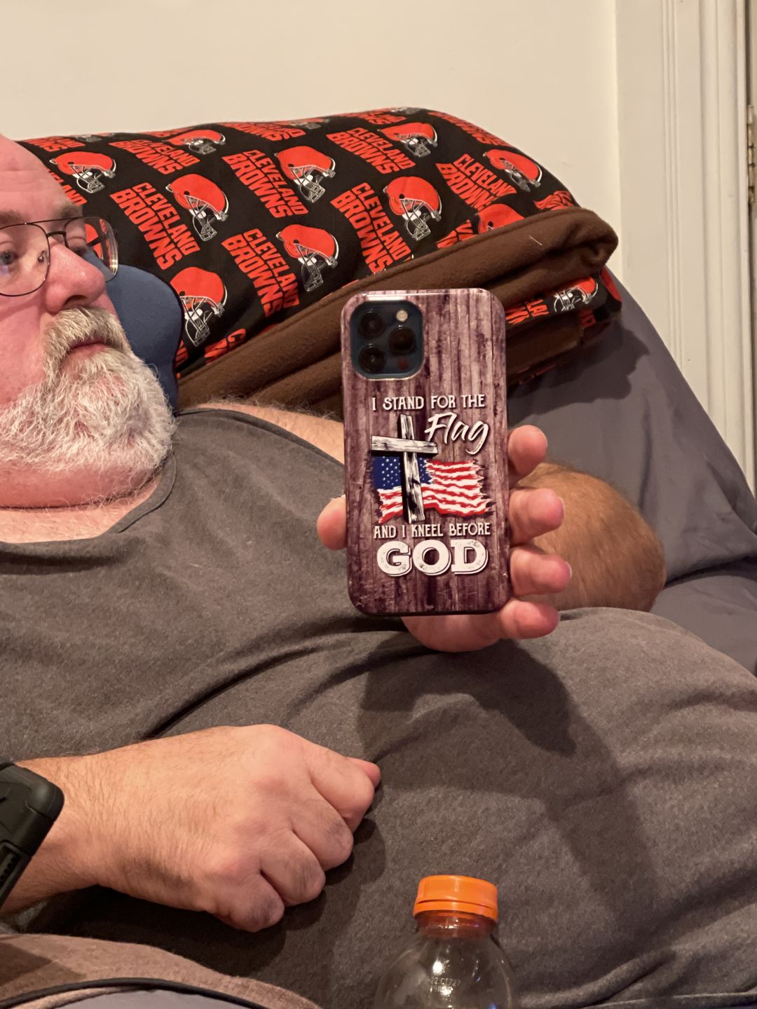 Customer photo review of I stand for the flag and I kneel before God phone case
